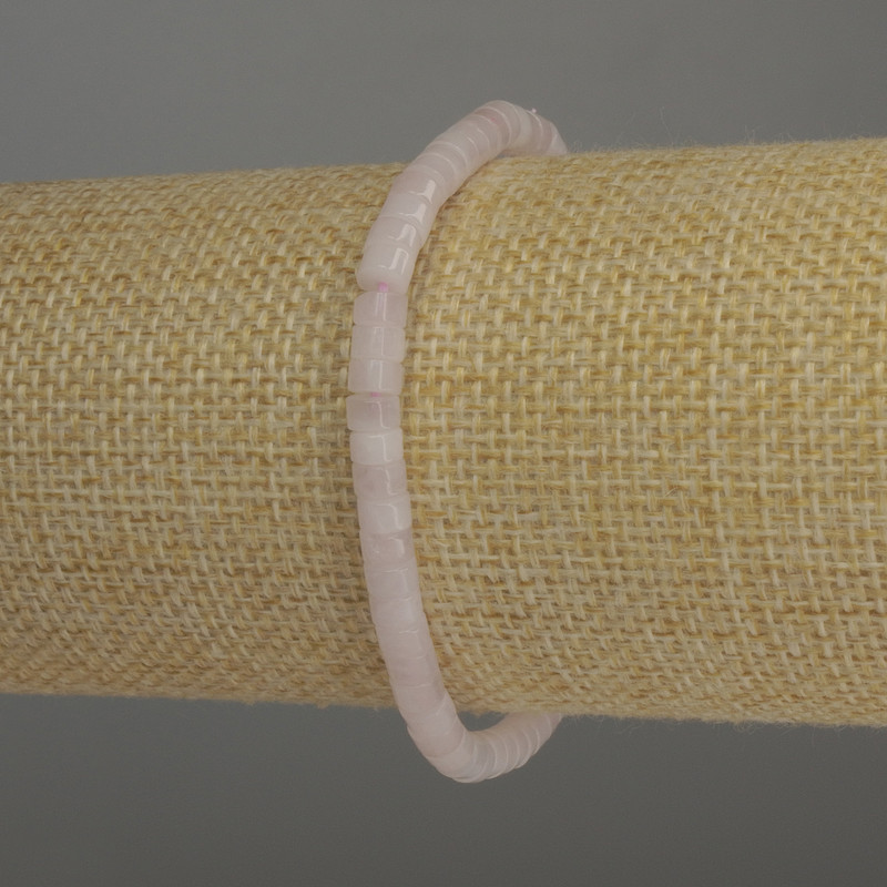 Náramek z růžového křemene – rondely, průměr 4,5×3 mm, délka 18 cm, pružná gumička