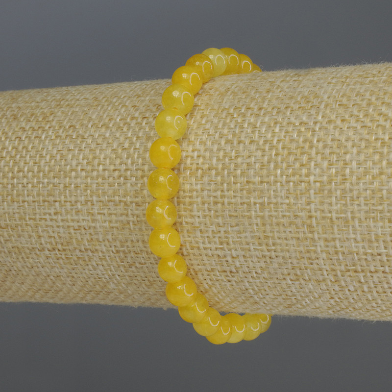 Náramek z citrínu – hladké kuličky, průměr 6 mm, délka 18 cm, elastický