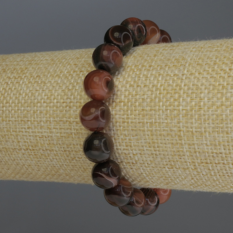 Náramek z achátu – hladká kulička, průměr 10 mm, délka 18 cm, elastický