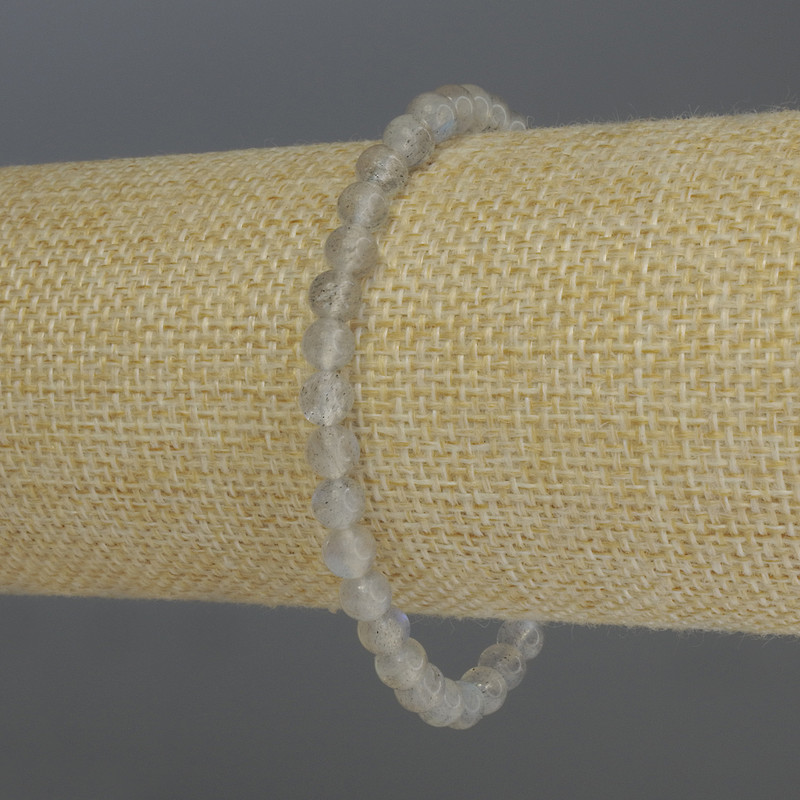 Náramek z labradoritu – hladká kulička, průměr 5 mm, délka 18 cm, pružný
