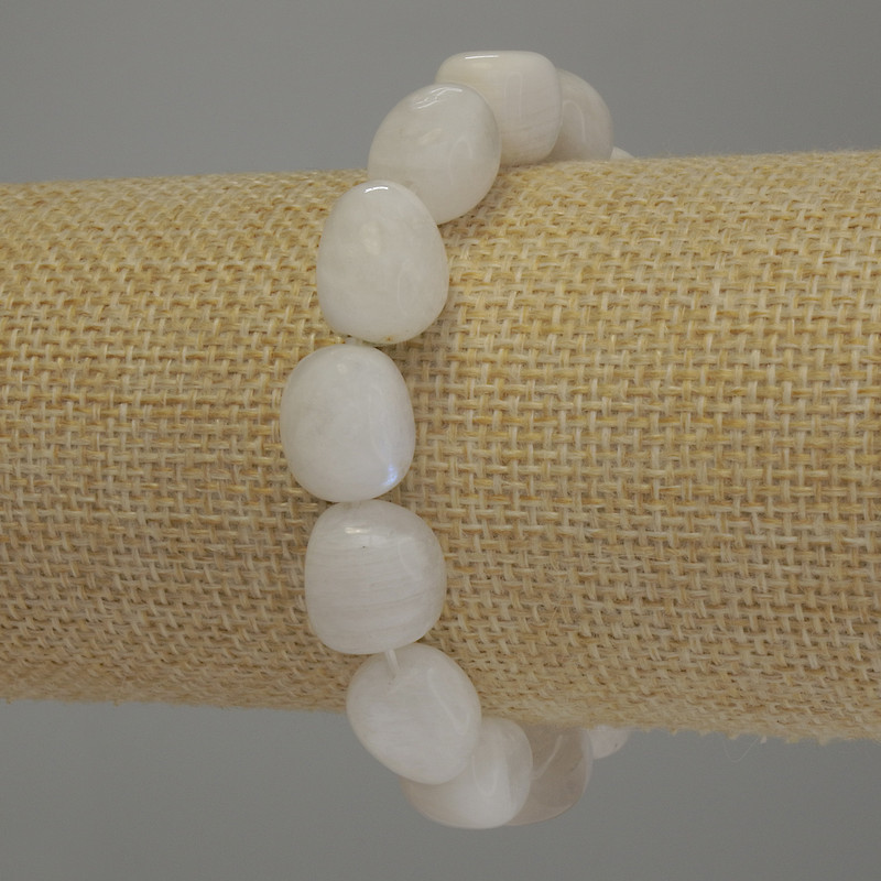 Náramek z adularitu, fasetované korálky, průměr 12×11 mm, délka 18 cm, elastický