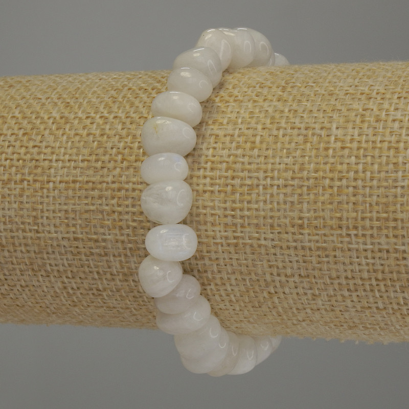 Náramek z adularitu, facetovaný, průměr 9–10×6–8 mm, délka 18 cm, elastický