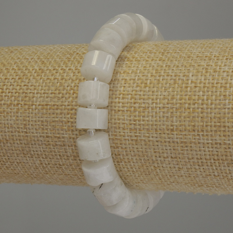 Náramek z adularu – rondelové korálky 10×7 mm ±, korálky 3 mm ±, délka 18 cm, elastický