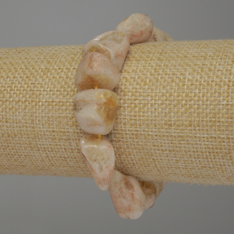 Náramek z citrínu, brusované kameny, průměr 14–20×14 mm, délka 18 cm, elastický