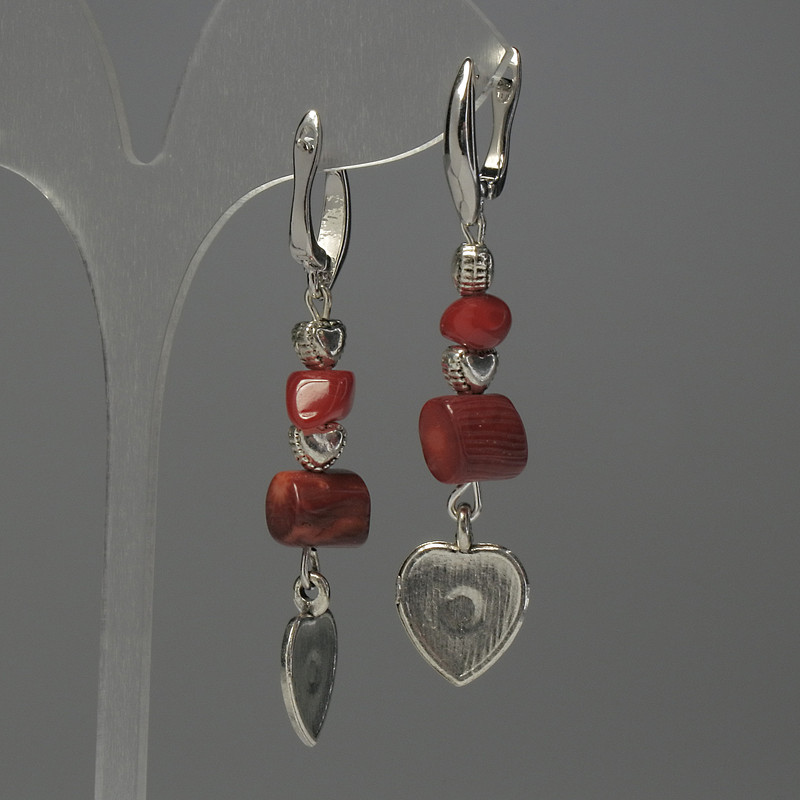 Сережки Корал металеві вставки, довжина 57мм+