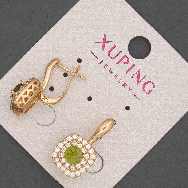 Náušnice Xuping s olivovým krystalem