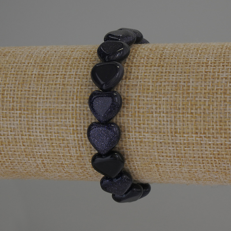 Náramek z aventurínu Noc Kaíry ve tvaru srdce, průměr 12×12 mm, délka 18 cm, elastický