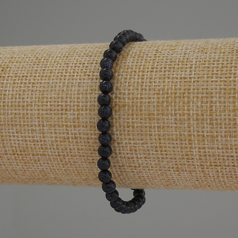 Náramek Aventurín Noční Káhira, hladké korálky 4 mm, délka 18 cm, elastická šňůra