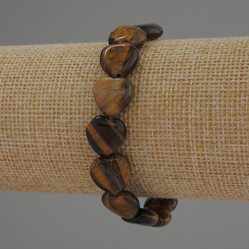 Náramek z tygřího oka ve tvaru srdce, průměr korálků 12 mm, délka 18 cm, elastický