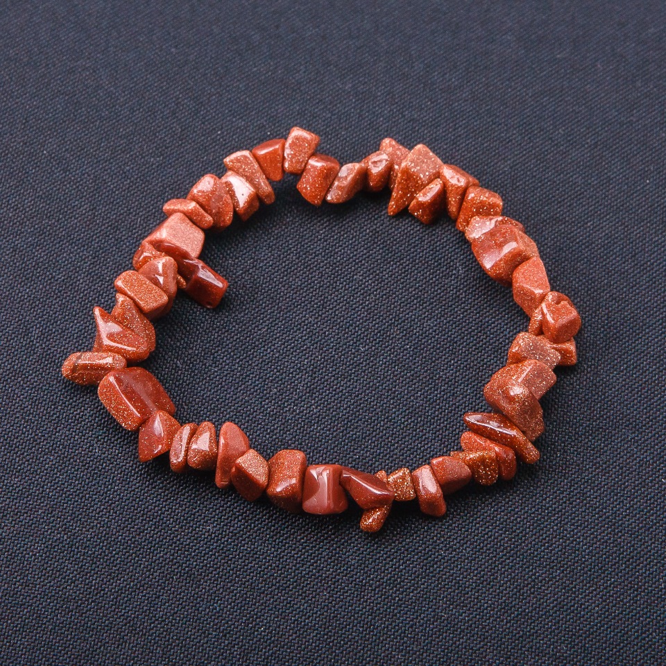 Náramek z aventurínu „Zlatý písek“ – drobné korálky na gumičce