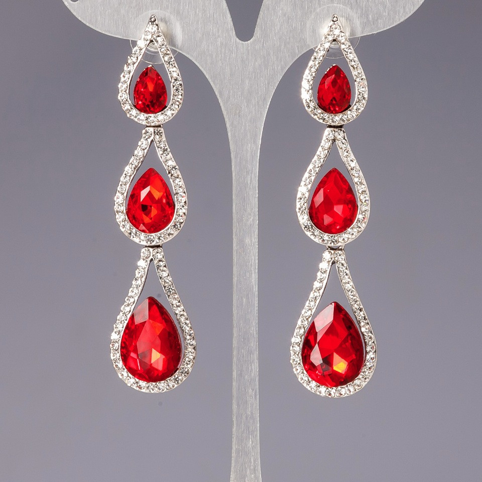 Сережки з кристалами "люстри" "шандельєри" "Краплі дощу"