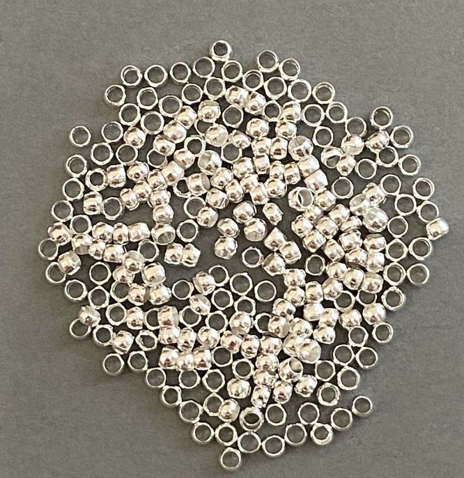 Krimpovací korálky «zahipy», průměr 3 mm, barva kovu «stříbrná», balení 300 g