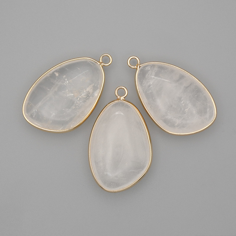 Přívěšek z horského křišťálu v zlatavé kovové úpravě 21×35 mm