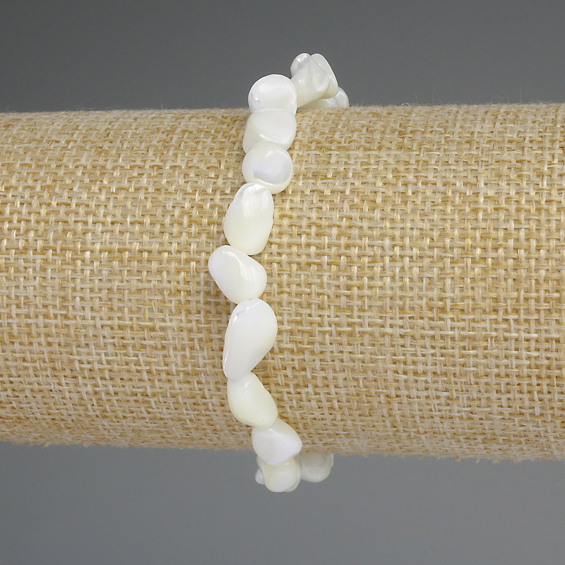 Náramek z perleti, broušené korálky, průměr 8×6–8 mm, délka 18 cm, pružný