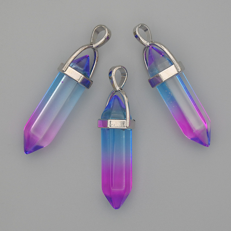 Кулон Скло різнокольорове шестигранник кристал куля 8х31х41мм+