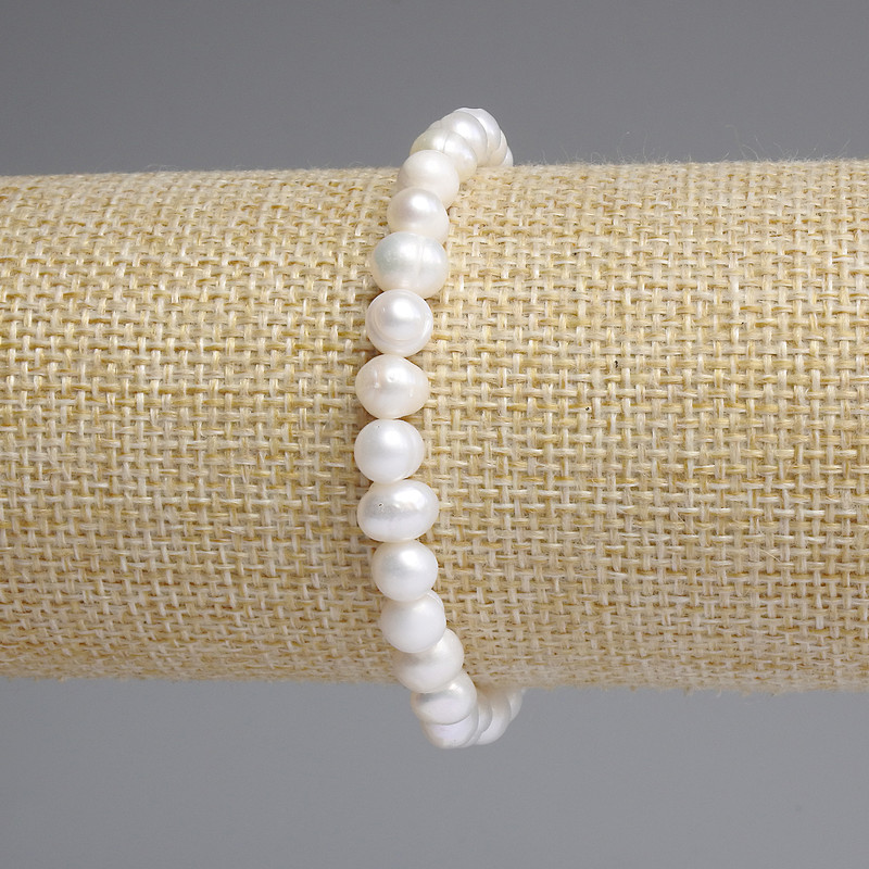 Браслет Річкові перли 6-7х6-6мм+-, довжина 18см +-стрейч