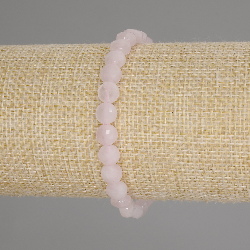 Náramek z růžového křemene s fasetovanými mincemi, průměr 6 mm, délka 18 cm, elastický