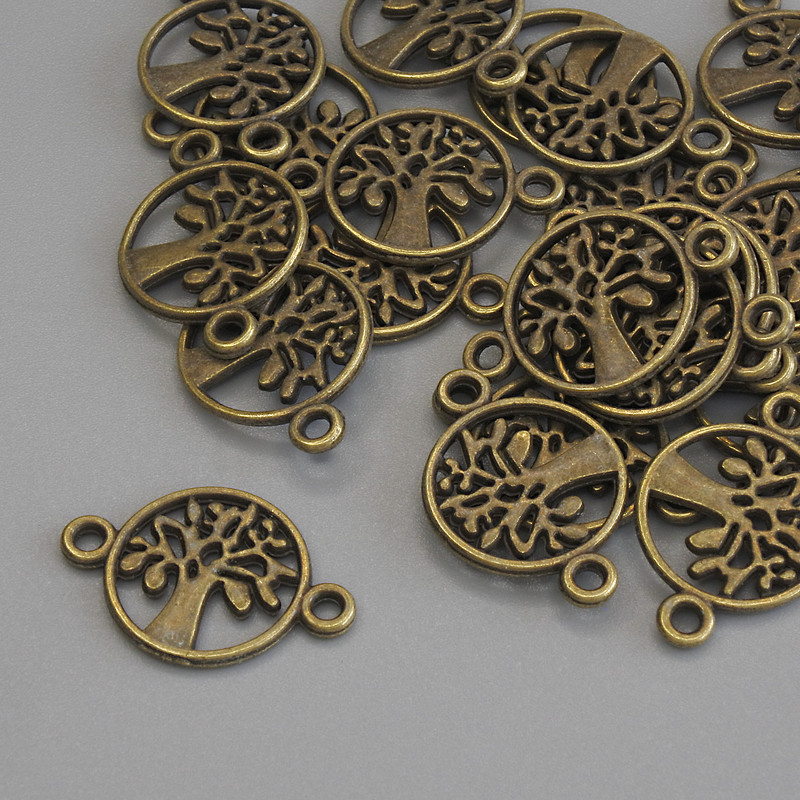 Konektor, bronzová barva kovu, rozměr 18×12 mm, průměr otvoru 1,6 mm, balení 22 ks