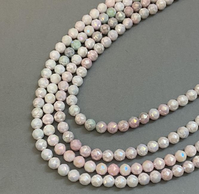 Vícebarevné korálky z českého křišťálu na niti, broušené kuličky, průměr 8 mm, délka 38 cm