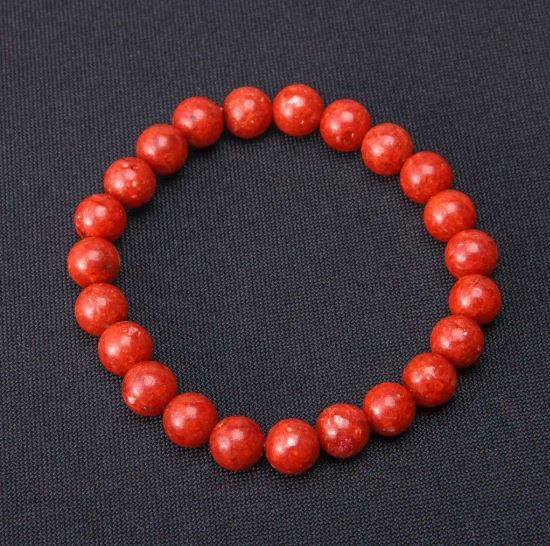 Náramek z houbového korálu, hladká kulička, průměr 8 mm, na elastické gumičce