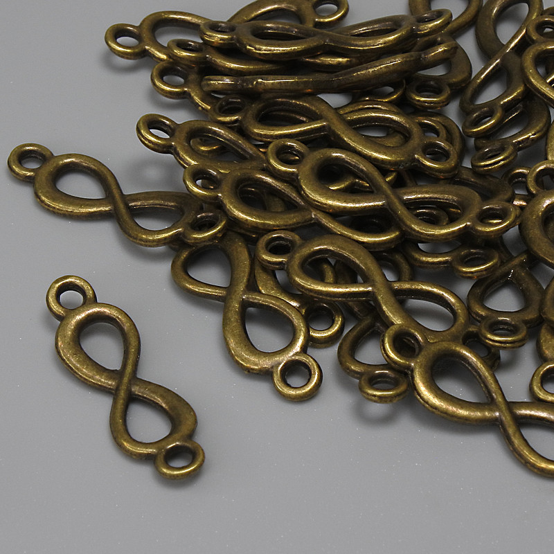 Konektor Nekonečno, bronzová barva, 20×6 mm, balení 29 ks