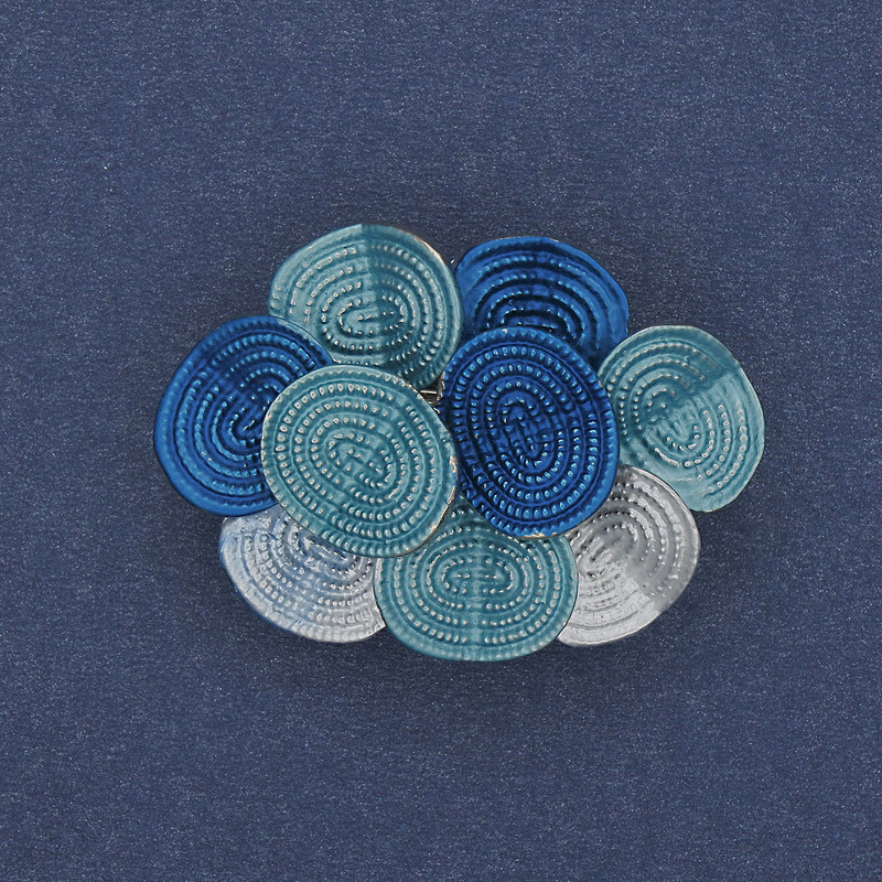 Brožka-přívěšek Akcent 36×26 mm ± barevný smalt, stříbrný kov