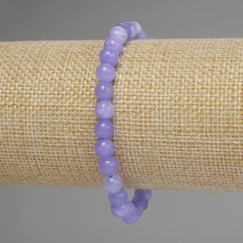 Náramek z akvamarínu, hladké korálky o průměru 6 mm, délka 18 cm, na elastické šňůrce