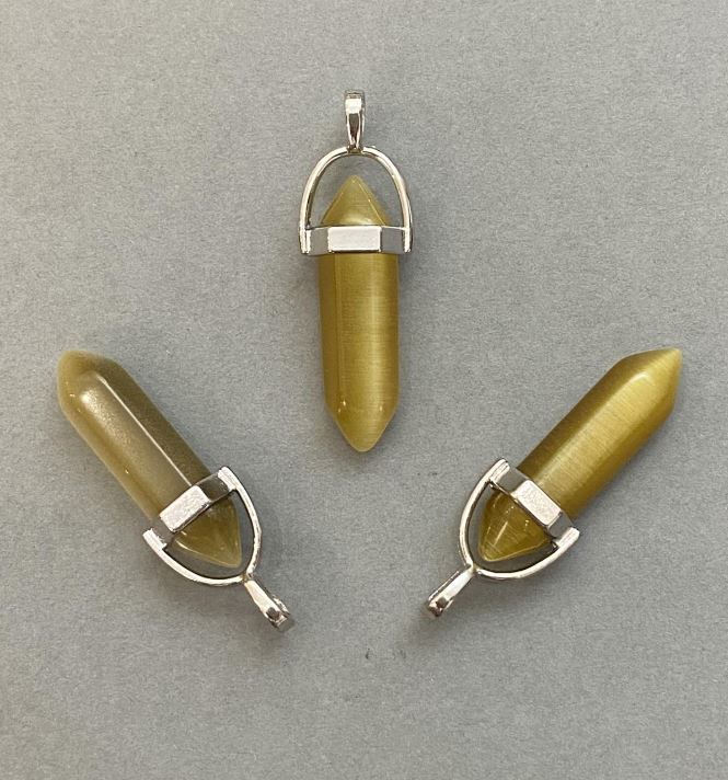 Přívěsek Kočičí oko, šestiúhelníkový krystal, koule 8×31×41 mm+