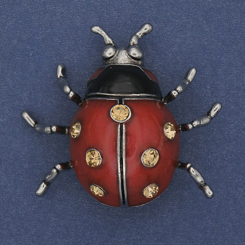 Brož-kulon Sluníčko červený smalt žluté krystaly stříbrný kov 42×47 mm+