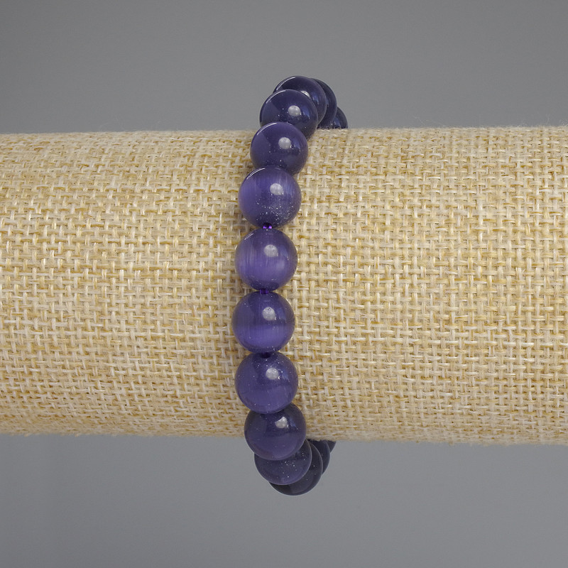 Náramek z kamene Kočičí oko, hladké kuličky, průměr 9,5 mm, délka 18 cm, elastický