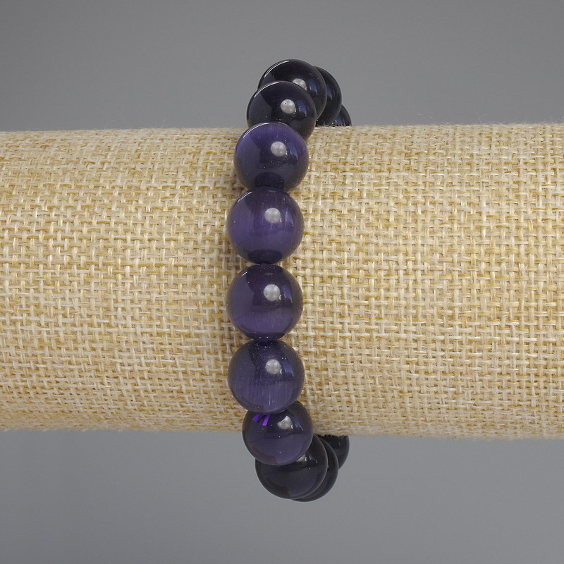 Náramek z kočičího oka – hladké korálky, průměr 11,5 mm, délka 18 cm, elastický