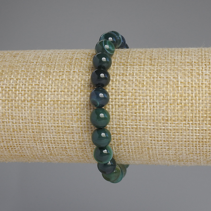 Náramek z kamene kočičí oko – hladké kuličky, průměr 8 mm ±, délka 18 cm ±, elastický