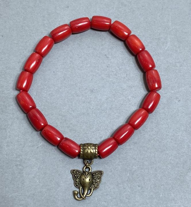 Náramek z korálu «Barilo» 9,5×6,5 mm ±, s vložkou, délka 18 mm ±, na pružné šňůrce