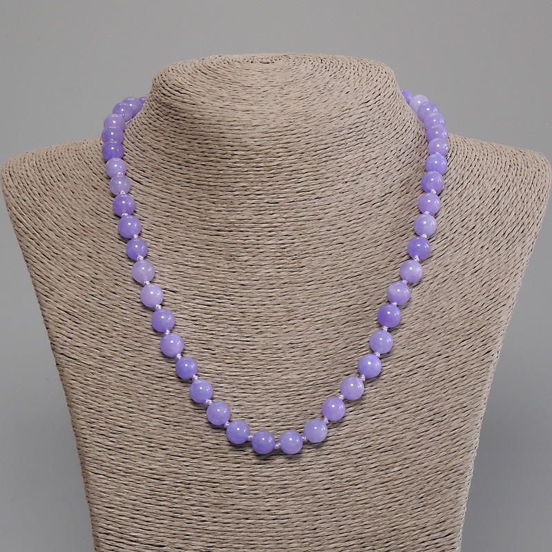 Náhrdelník z akvamarínu – hladké kuličky, průměr 8 mm, délka 50 cm, s uzávěrem