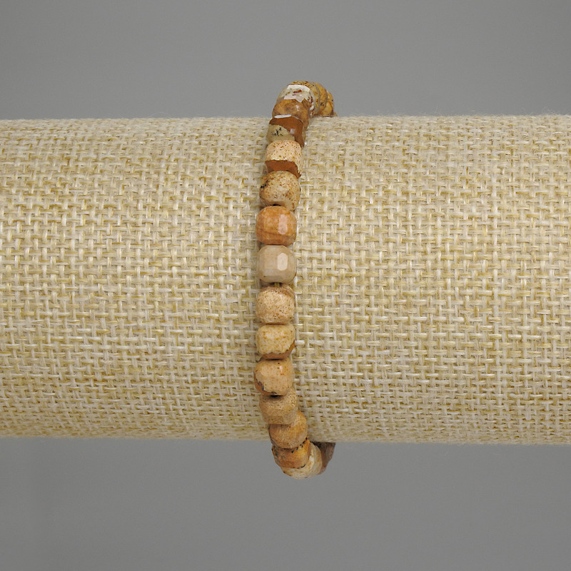 Náramek z krajinného jaspisu, broušené kubíky 5,5×5 mm, délka 18 cm