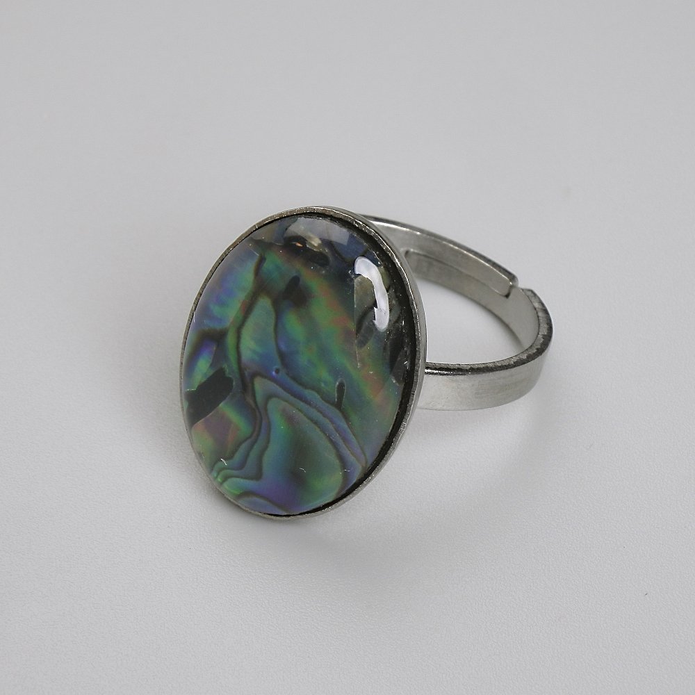 Каблучка Халіотіс овал 19х14мм+- без, розміри сріблястий метал