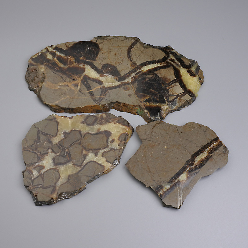 Suvenýrová deska z přírodního kamene septarie 113×90×10 mm (různé velikosti) (Cena za 100 g)