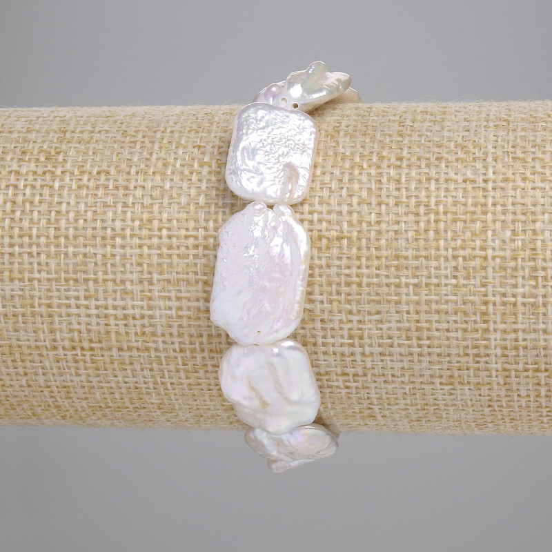 Náramek z barokních perel s odstínem «benzín», průměr 18–21 × 13–14 mm ±, délka 18 cm ± (elastický)