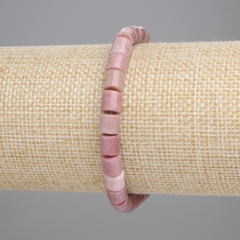 Náramek z rhodonitu cylindrický, průměr 6×6 mm ± (elastický), délka 18 cm+