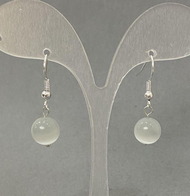 Náušnice s kočičím okem, hladká kulička, průměr 10 mm