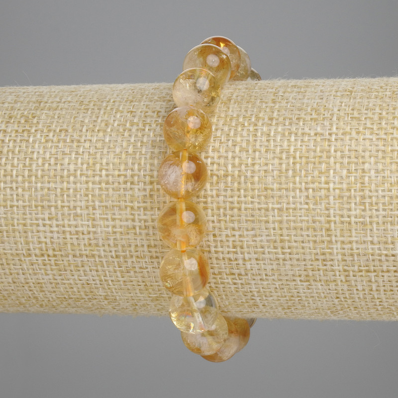 Náramek z citrínu – hladké kuličky, průměr 10 mm, délka cca 18 cm, elastický