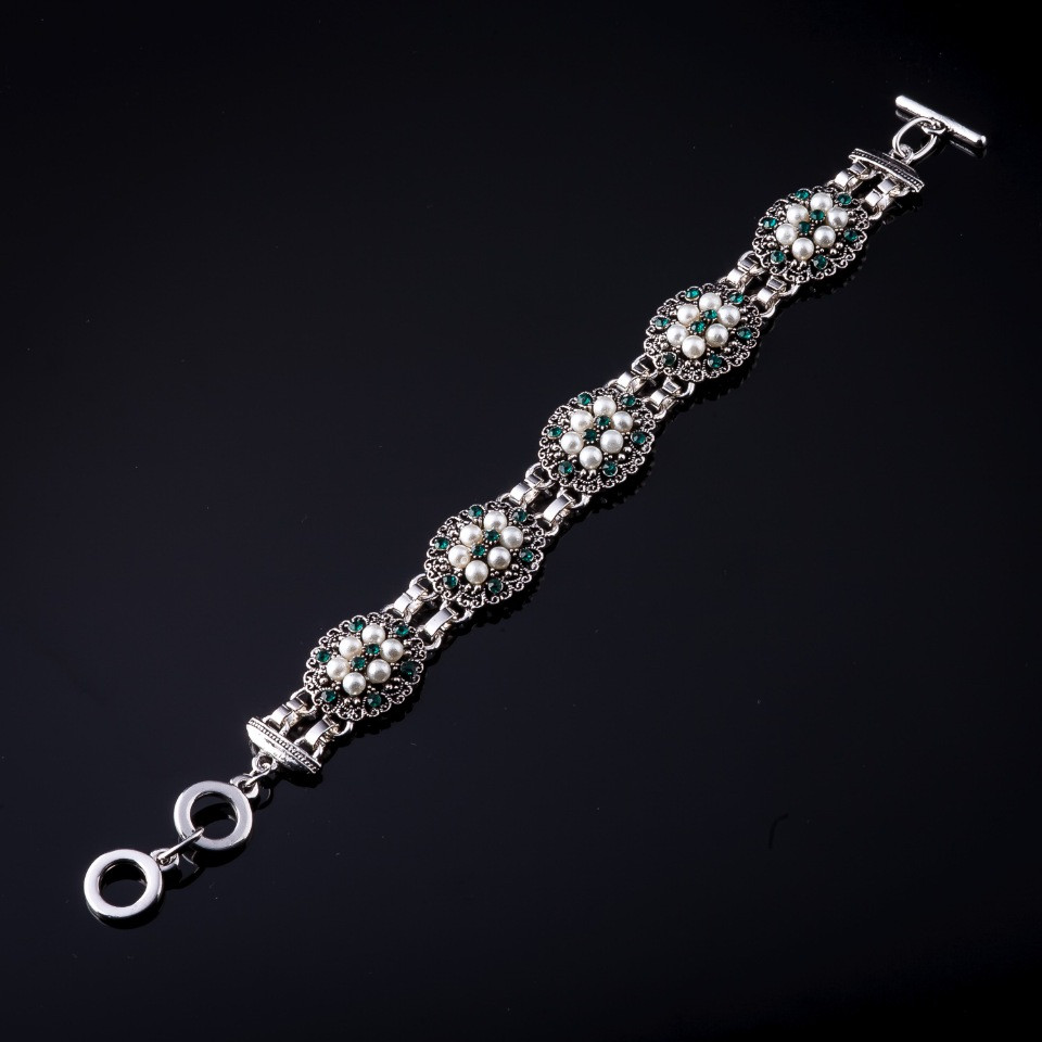 Náramek Líza ze zeleného skla 22 cm