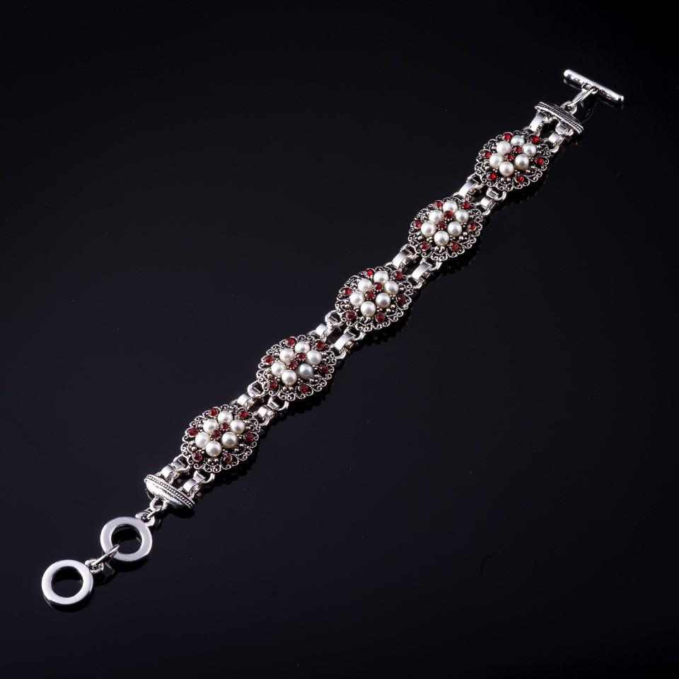 Náramek Líza červené sklo 22 cm