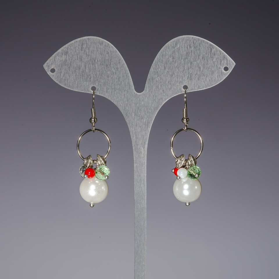 Dlouhé náušnice „Perly na kruzích“ ( jim ), délka 4,5 cm