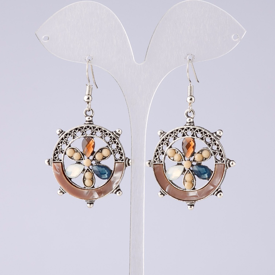 Náušnice „Květ přání“ kapučíno série „Purpur“, délka 5 cm