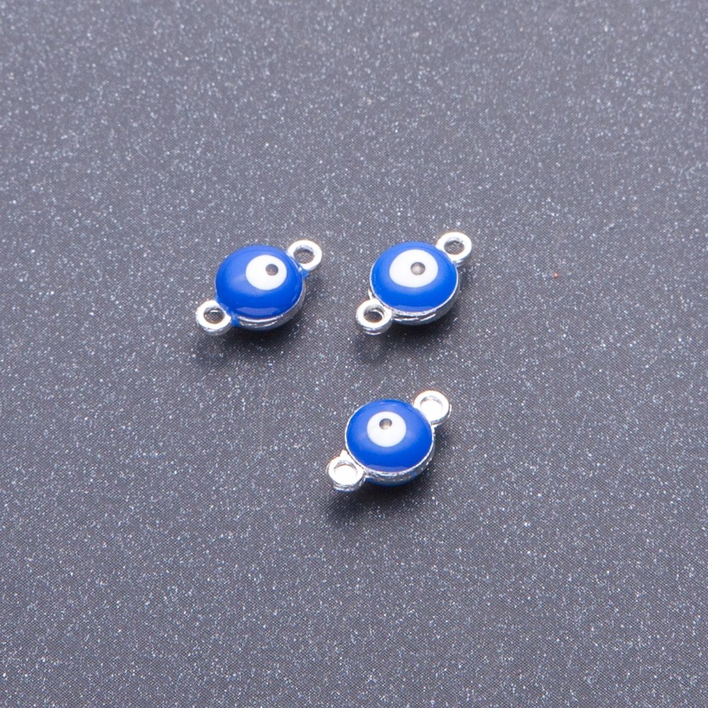 Konektor Oko modrý šedý kov, průměr 7 mm, délka 12 mm, balení 12 ks