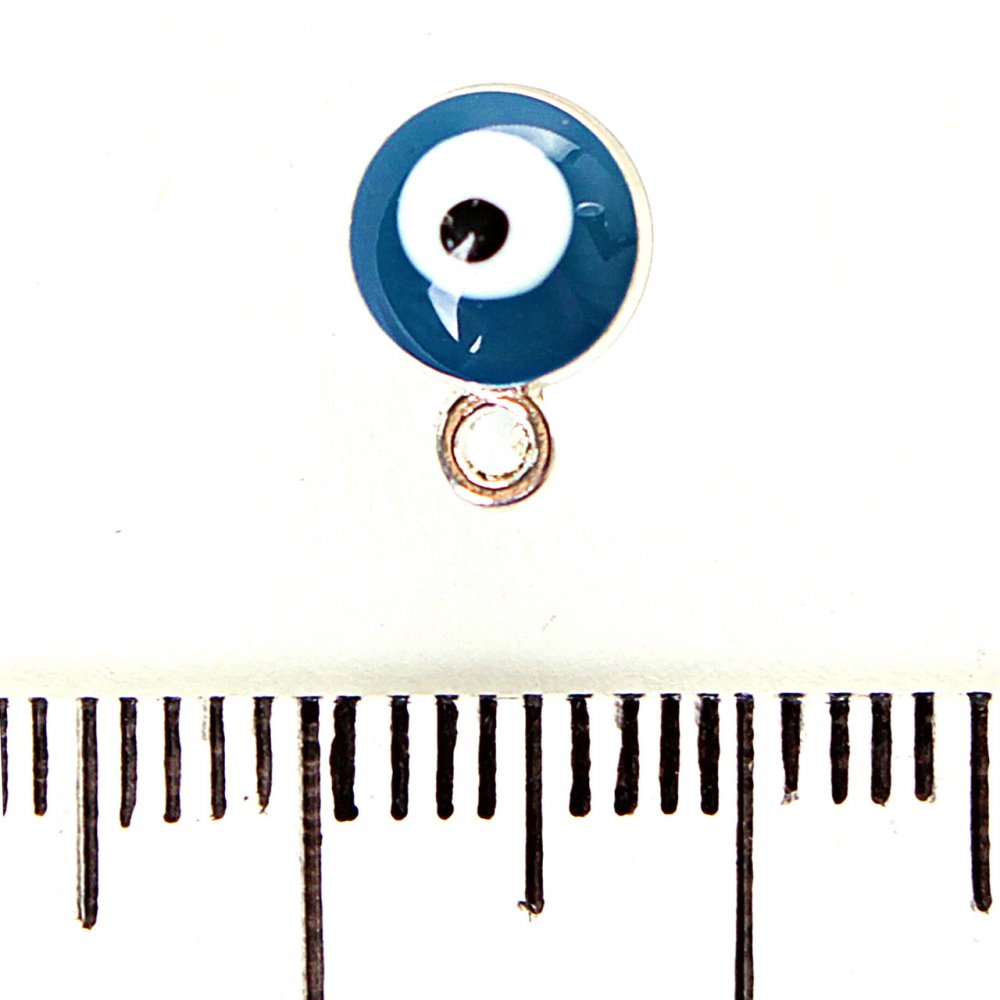 Přívěsek Hamsa tmavě modrý se stříbřitým kovovým odstínem, 6 mm, balení 12 ks