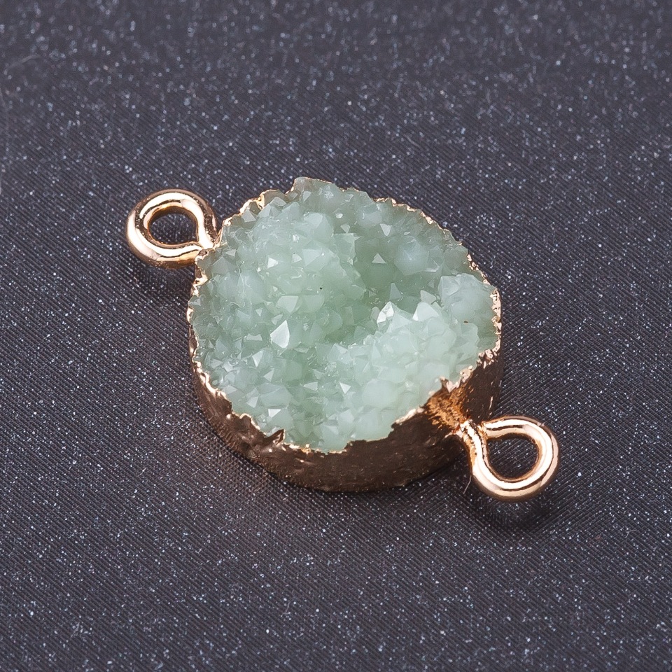 Konektor "Nefritový sníh" kovová barva "zlatá" L1 mm, průměr 14 mm plast