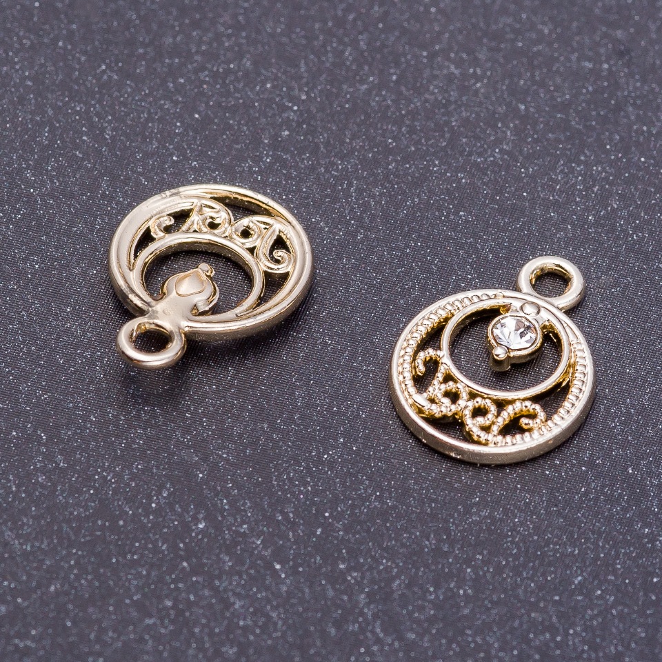 Přívěsek «Východ» citronové stříbro, průměr 13 mm, délka 17 mm, otvor 3 mm, sada 7 kusů