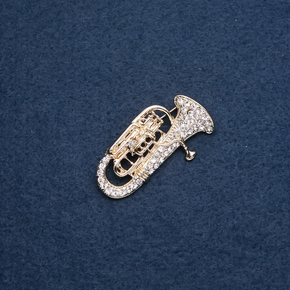 Brož hudební série „Tuba“ 47×26 mm barva kovu „zlatá“